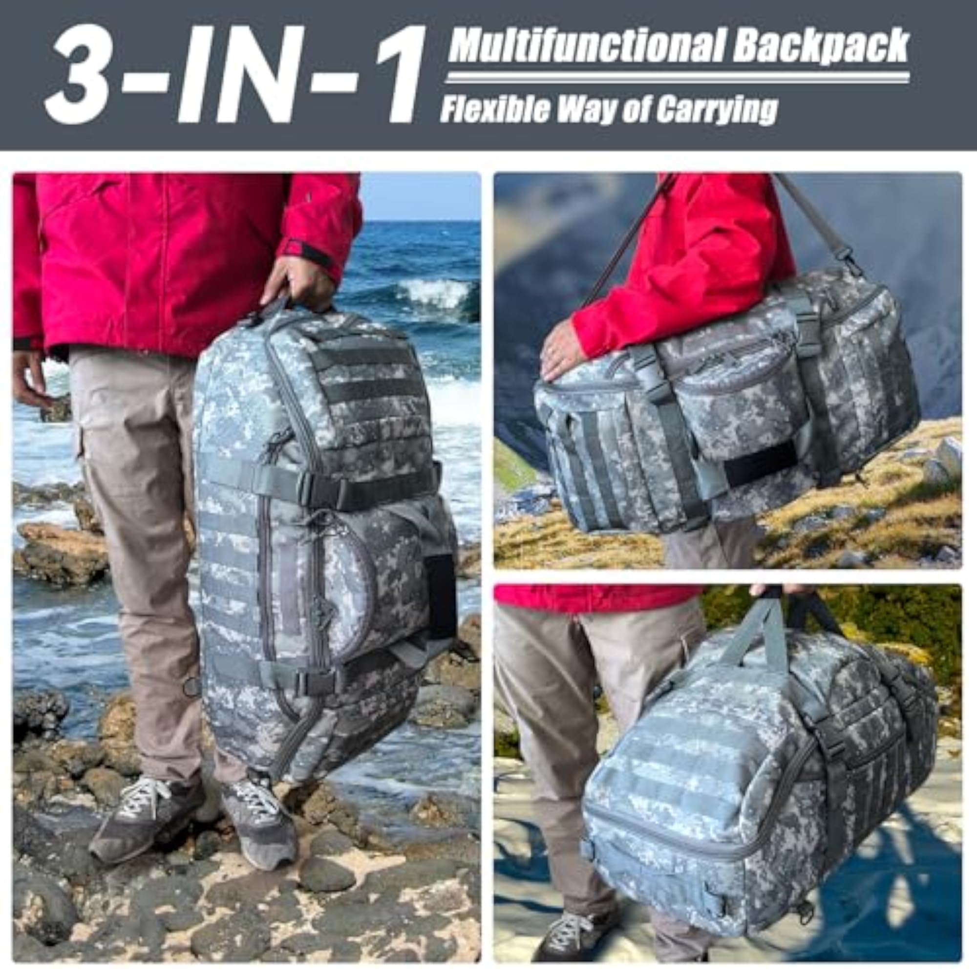 Large 3-in-1 Backpack MOLLE Pack for Sports